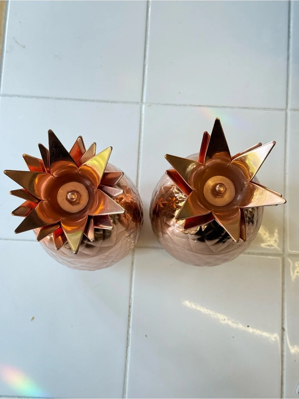 Pier One Decorative Rose Gold Pineapple Canisters - Set of 2
